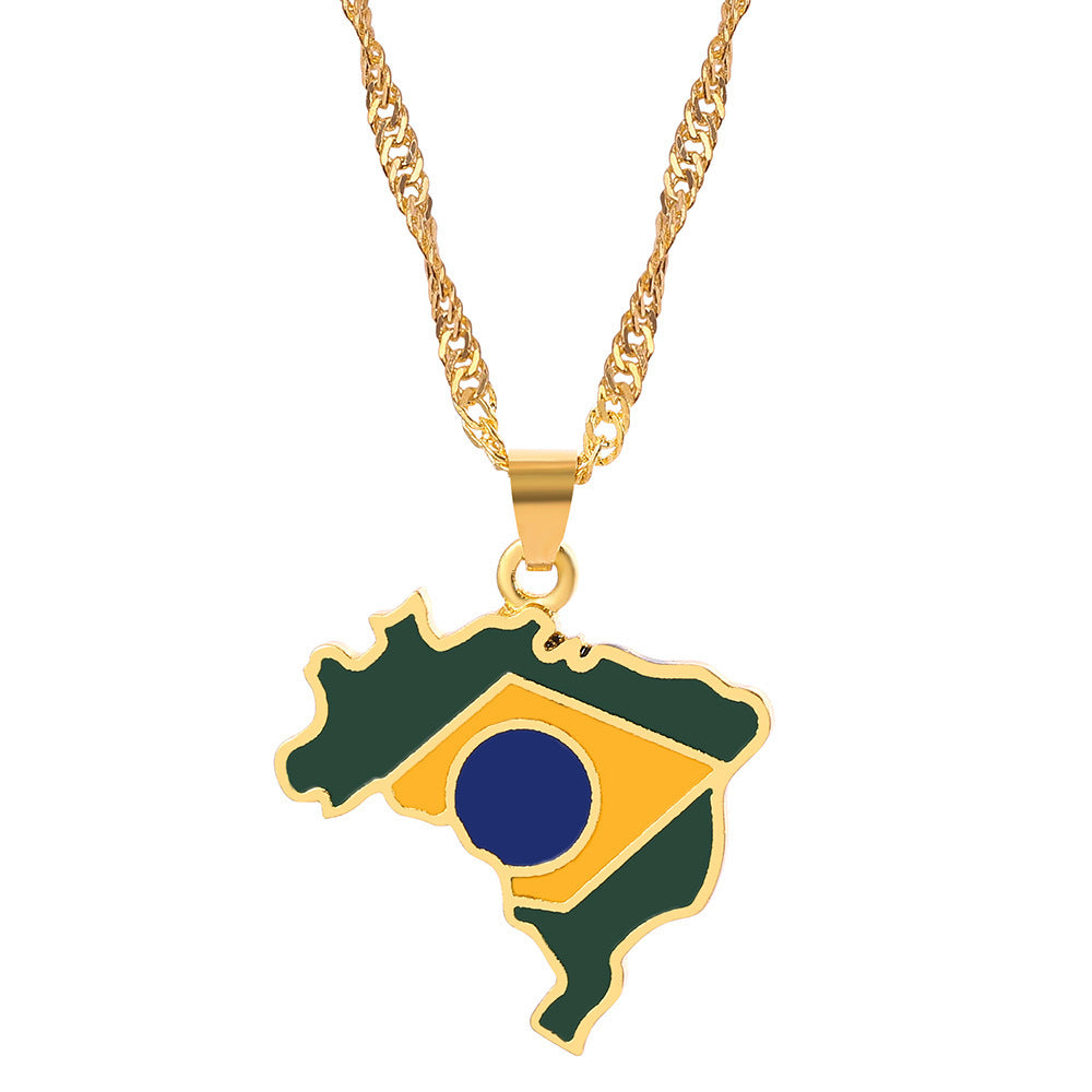 Flag Map Necklace Trendy Jewelry