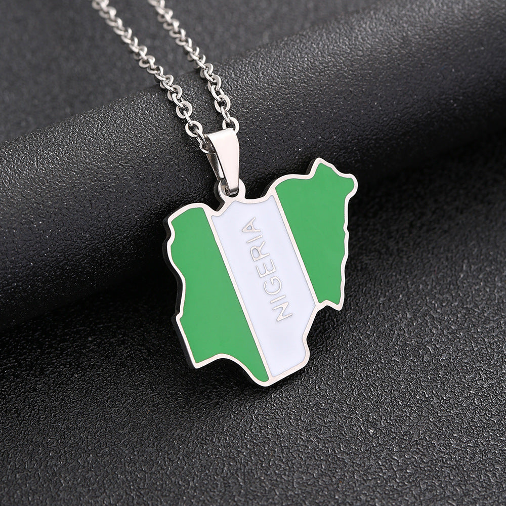 Africa Nigeria Map Necklace For Men And Women