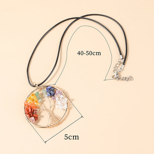 Colorful Crystal Gravel Lucky Tree Necklace