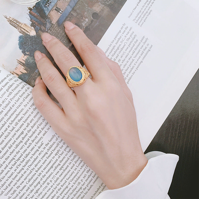 Women's Flower Open Gemstone Ring