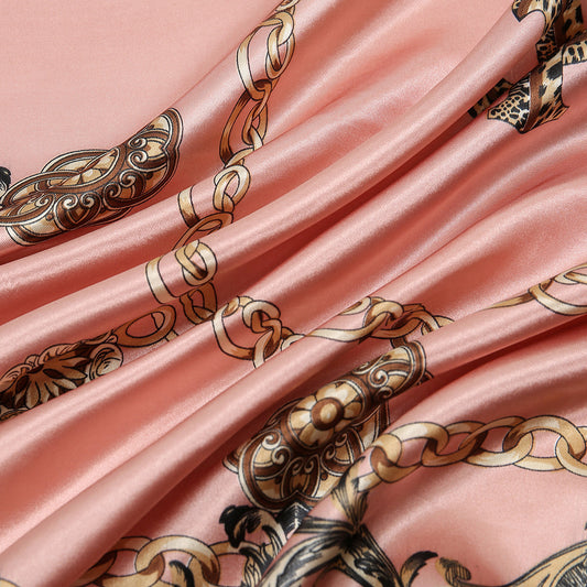 Leopard-print Chain Decorative Satin Scarf