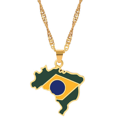 Flag Map Necklace Trendy Jewelry