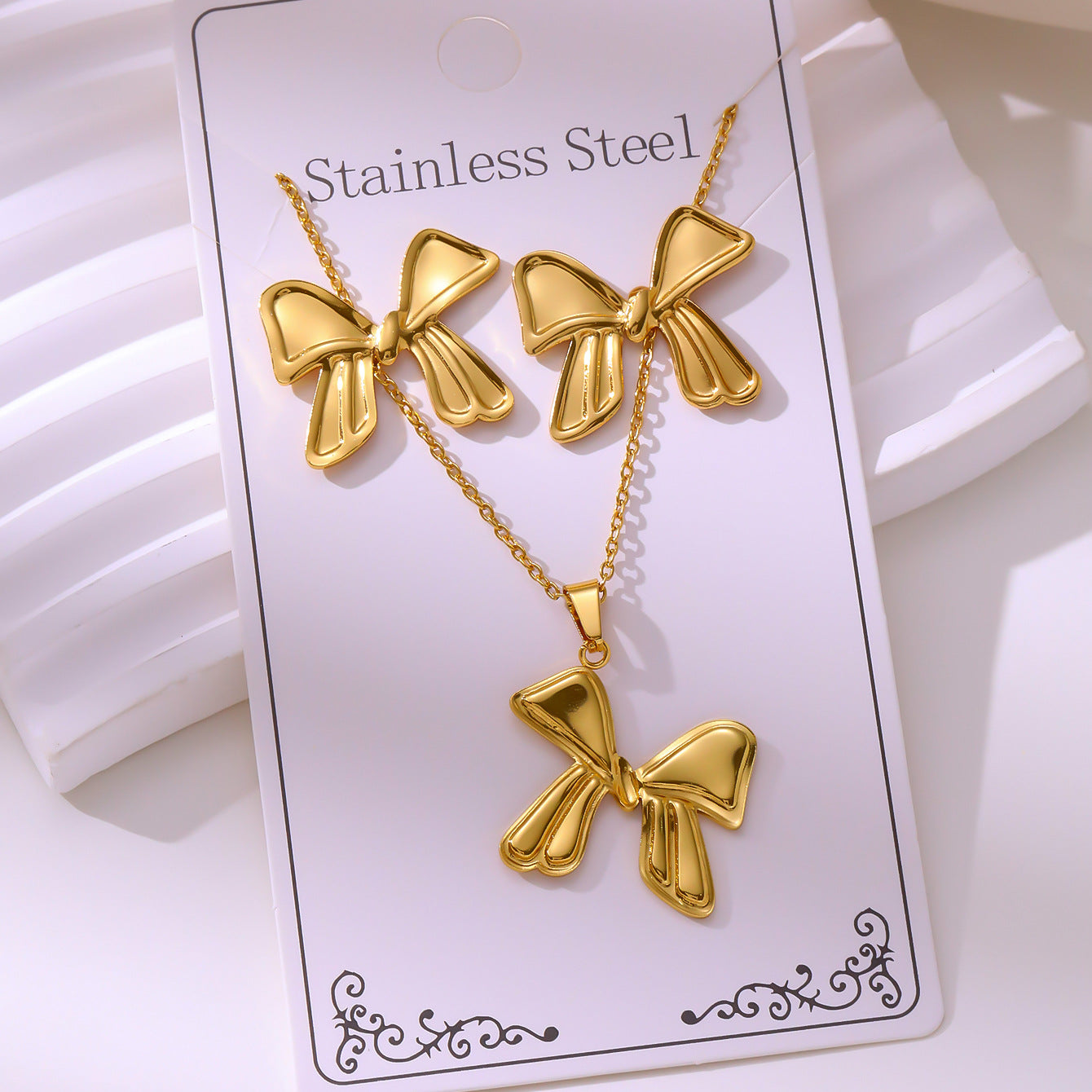 Minimalist Stud Earrings And Necklace Set