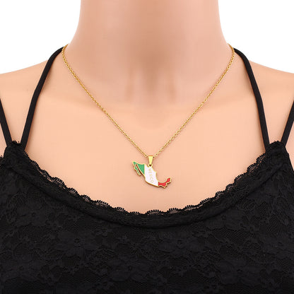 Mexican Map And Flag Necklace