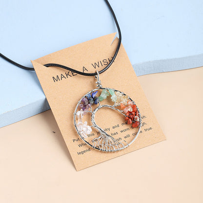 Colorful Crystal Gravel Lucky Tree Necklace
