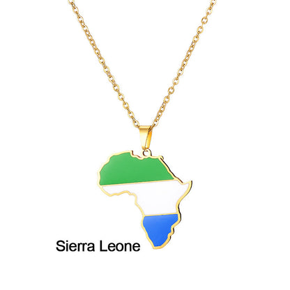 Africas Map Pendant Necklace Stainless Steel Jewelry