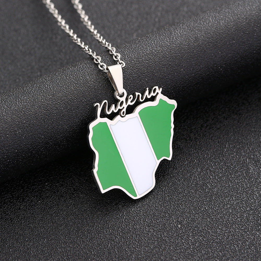 Africa Nigeria Map Necklace For Men And Women