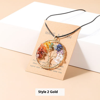 Colorful Crystal Gravel Lucky Tree Necklace