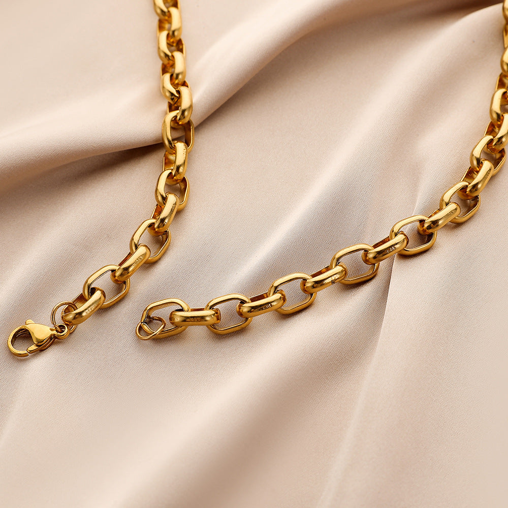 Men's Stainless Steel Gold Single Chain Necklace