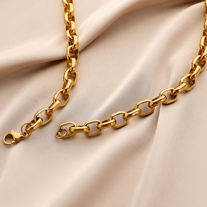 Men's Stainless Steel Gold Single Chain Necklace