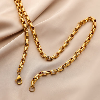 Men's Stainless Steel Gold Single Chain Necklace