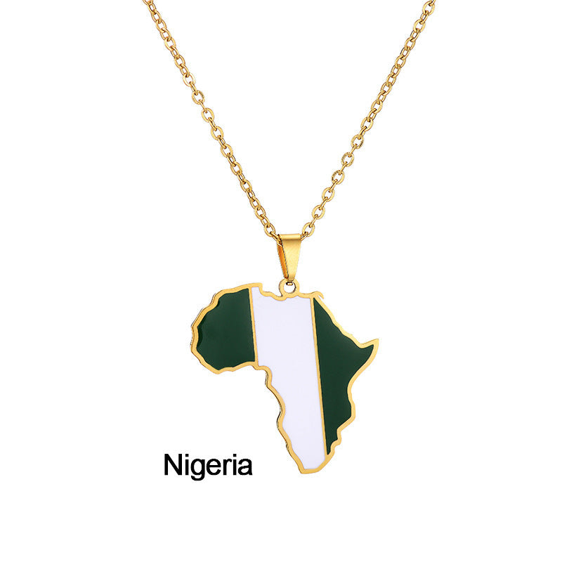 Africas Map Pendant Necklace Stainless Steel Jewelry