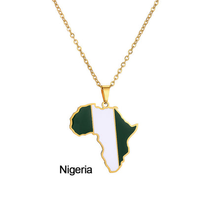 Africas Map Pendant Necklace Stainless Steel Jewelry