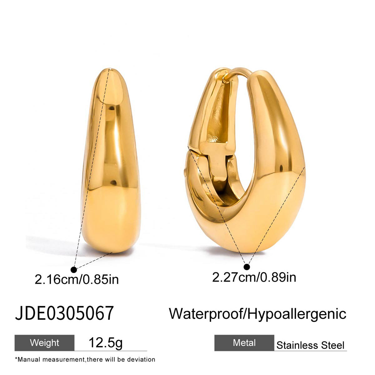 Gold Titanium Steel Earrings