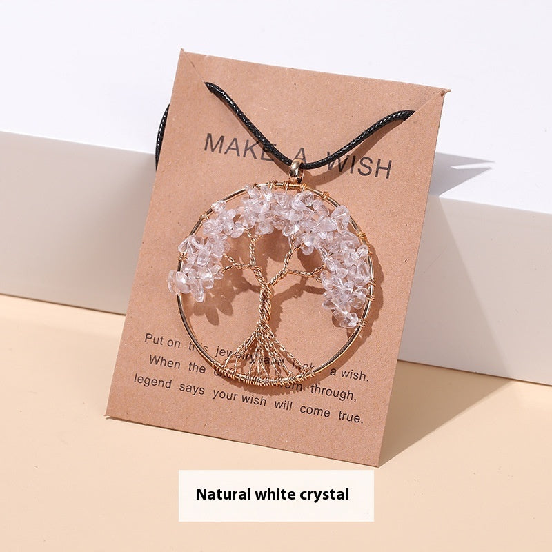 Colorful Crystal Gravel Lucky Tree Necklace