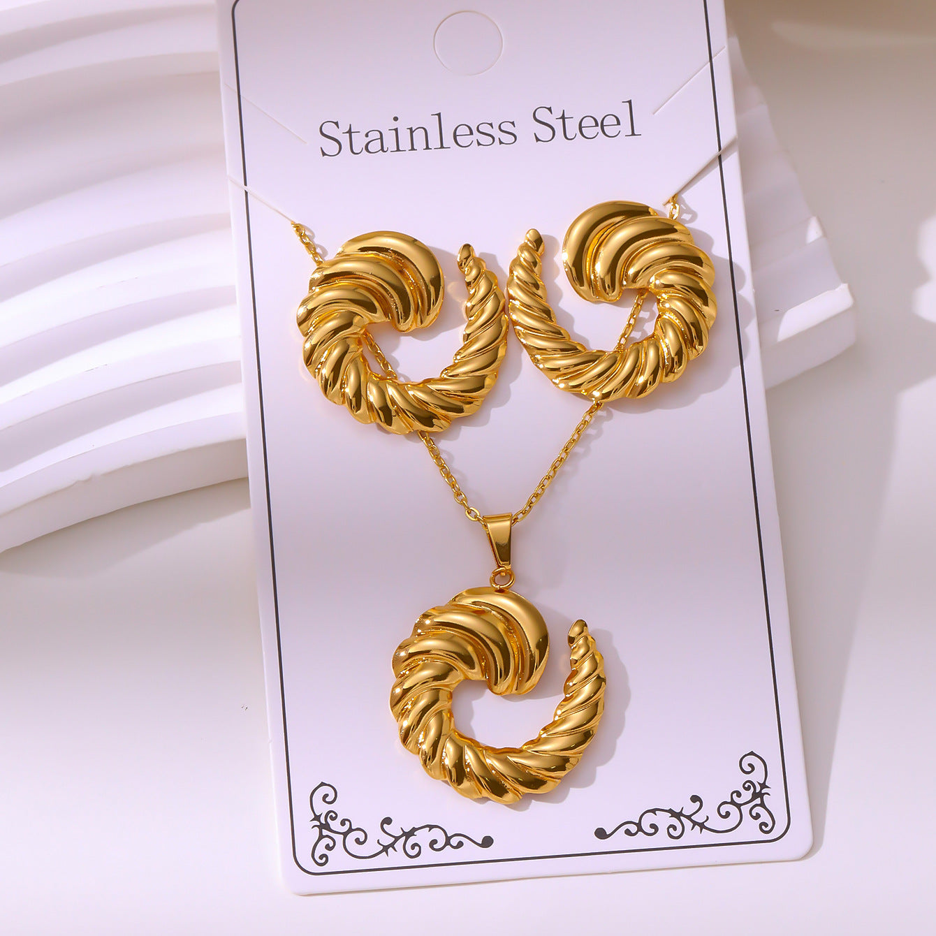 Minimalist Stud Earrings And Necklace Set