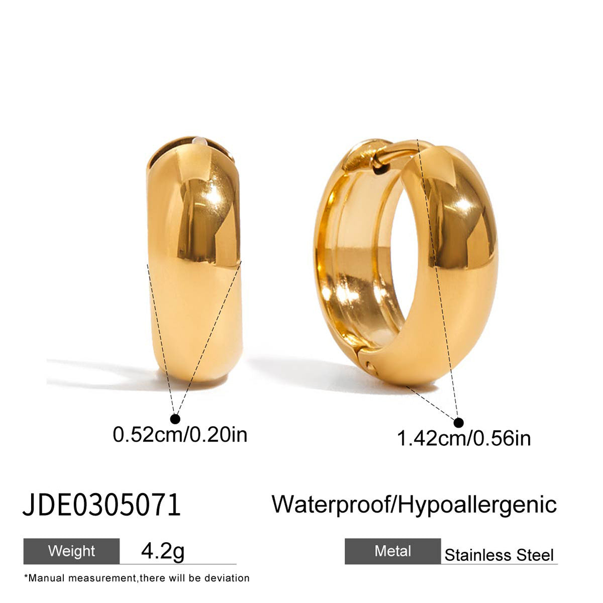 Gold Titanium Steel Earrings