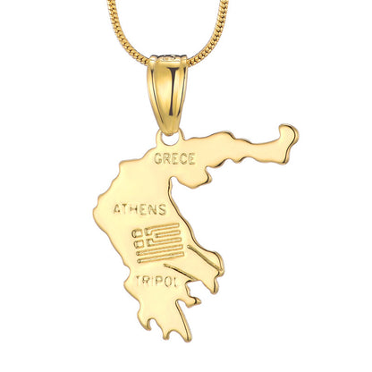 Country Map Pendant 18k Gold-plated Necklace