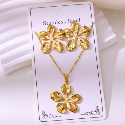 Minimalist Stud Earrings And Necklace Set