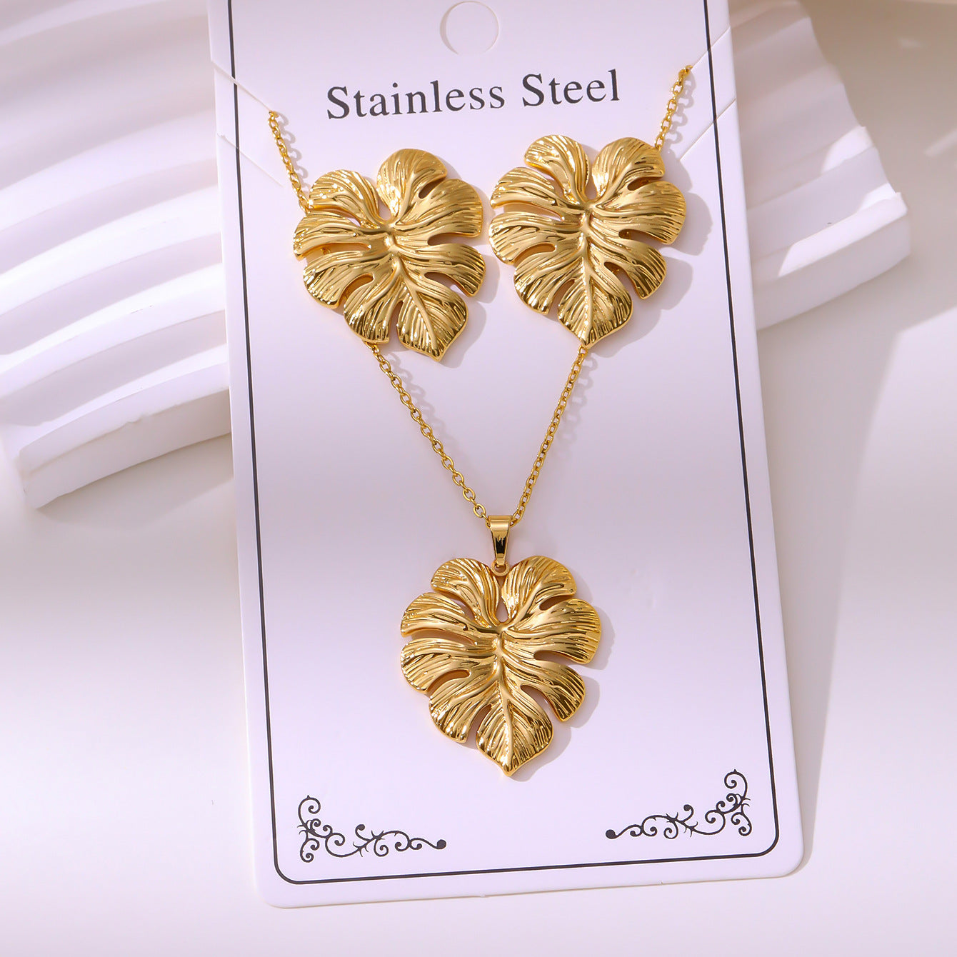 Minimalist Stud Earrings And Necklace Set