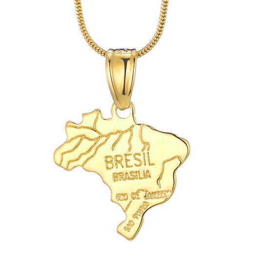 Country Map Pendant 18k Gold-plated Necklace