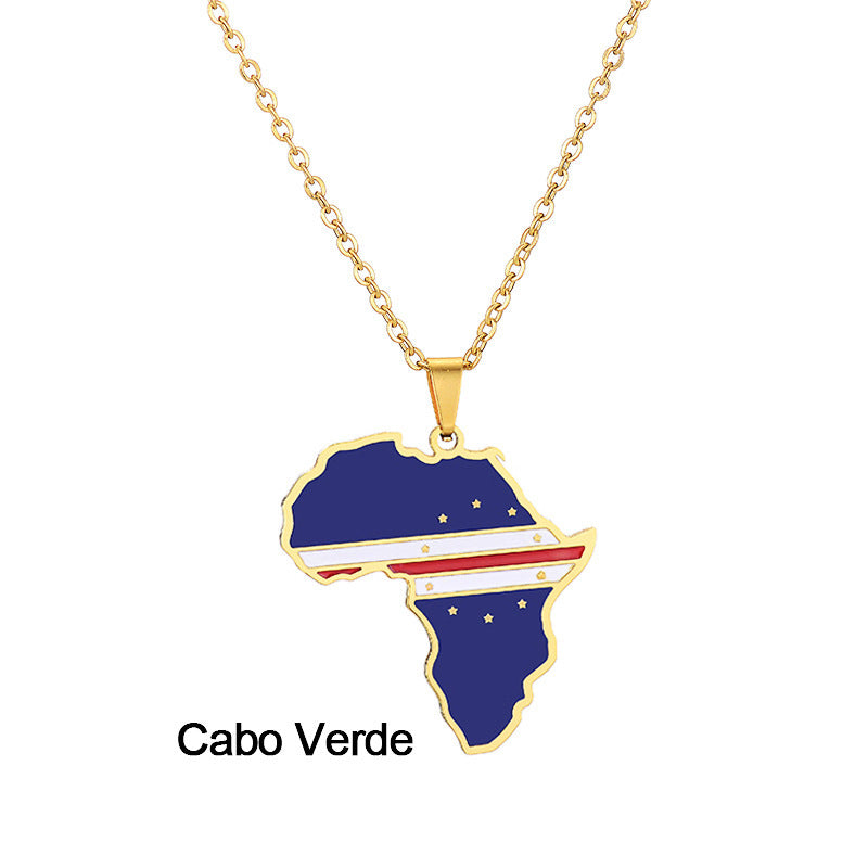 Africas Map Pendant Necklace Stainless Steel Jewelry