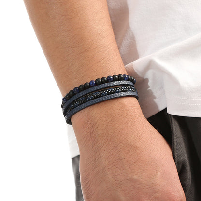 Multi-layer Bracelet Natural Stone Alloy