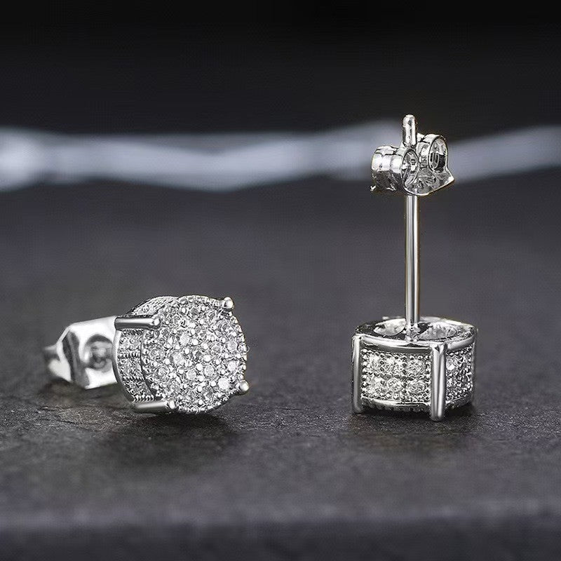 Hip Hop Sparkling Zircon Stud Earrings