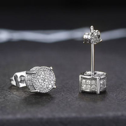 Hip Hop Sparkling Zircon Stud Earrings