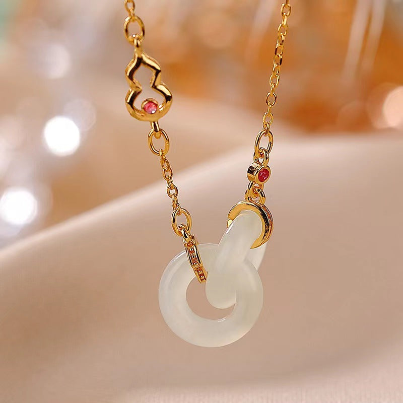 Sterling Silver Natural Hetian Jade Necklace