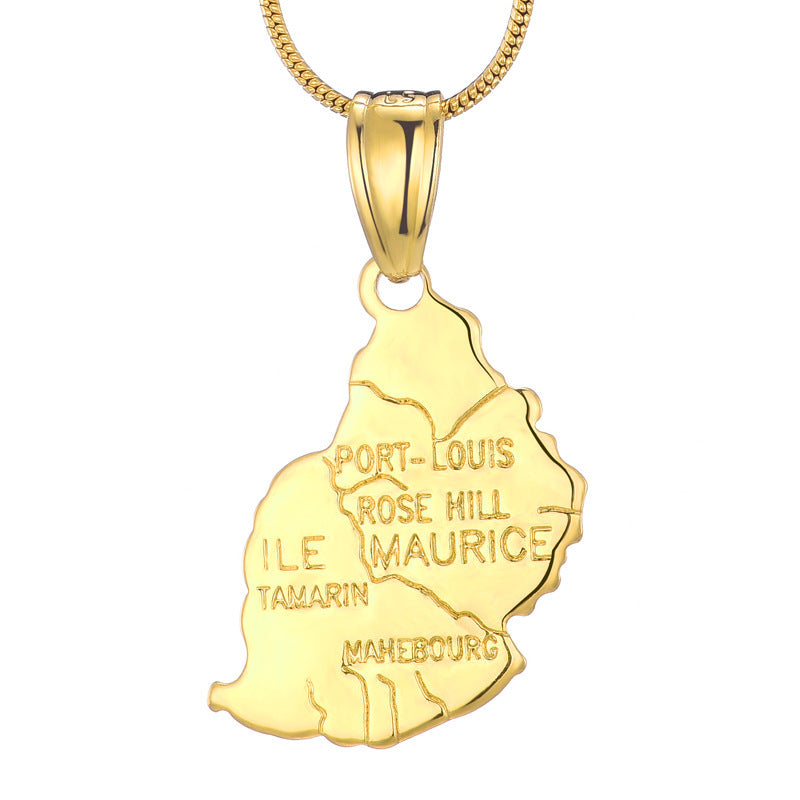 Country Map Pendant 18k Gold-plated Necklace