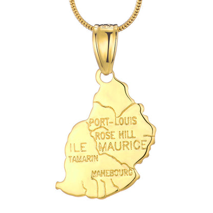 Country Map Pendant 18k Gold-plated Necklace