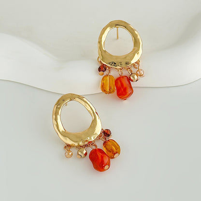 Coral Flower Stud Earrings