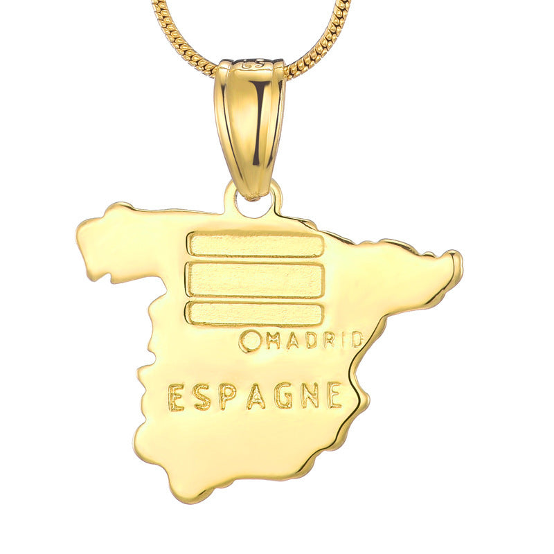Country Map Pendant 18k Gold-plated Necklace
