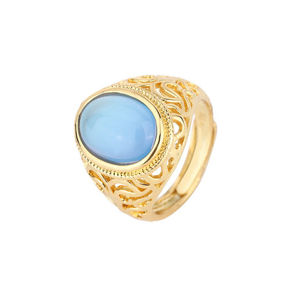 Women's Flower Open Gemstone Ring