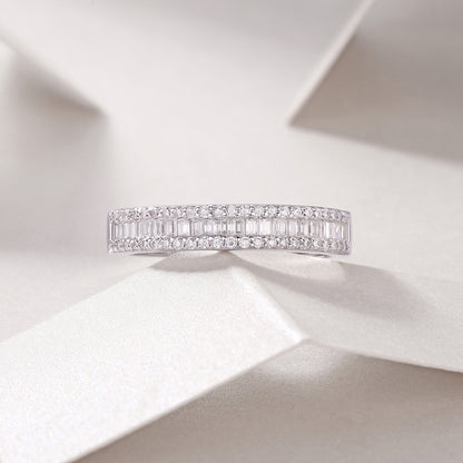 Elegant Moissanite Sterling Silver Band Ring
