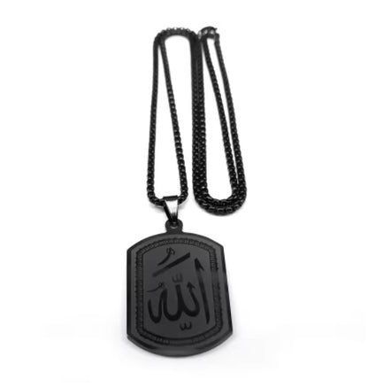 Stainless Steel Allah Necklace Arabic Corrosion Pattern