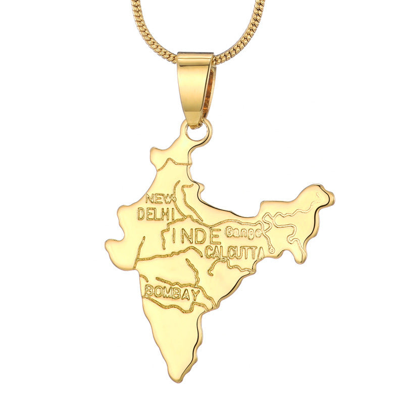Country Map Pendant 18k Gold-plated Necklace