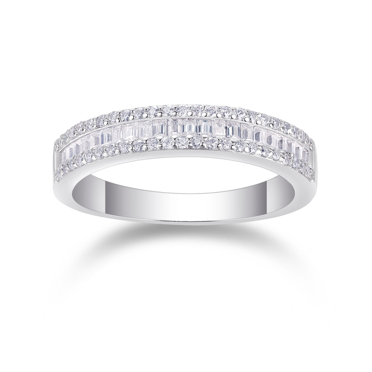 Elegant Moissanite Sterling Silver Band Ring