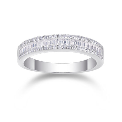 Elegant Moissanite Sterling Silver Band Ring