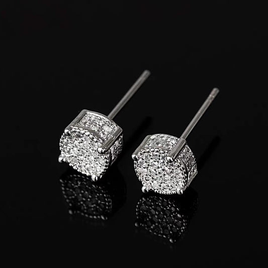 Hip Hop Sparkling Zircon Stud Earrings
