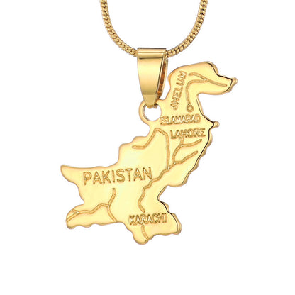 Country Map Pendant 18k Gold-plated Necklace
