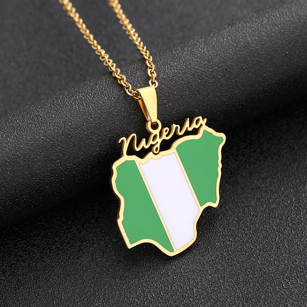 Africa Nigeria Map Necklace For Men And Women