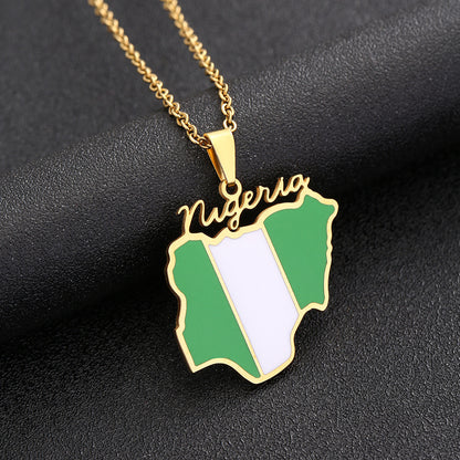 Africa Nigeria Map Necklace For Men And Women