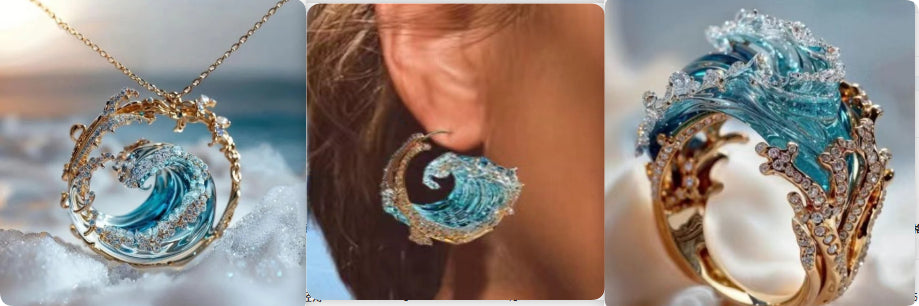 Stainless Steel Spray Necklace Golden/Silver set