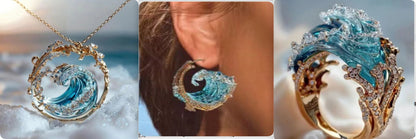 Stainless Steel Spray Necklace Golden/Silver set