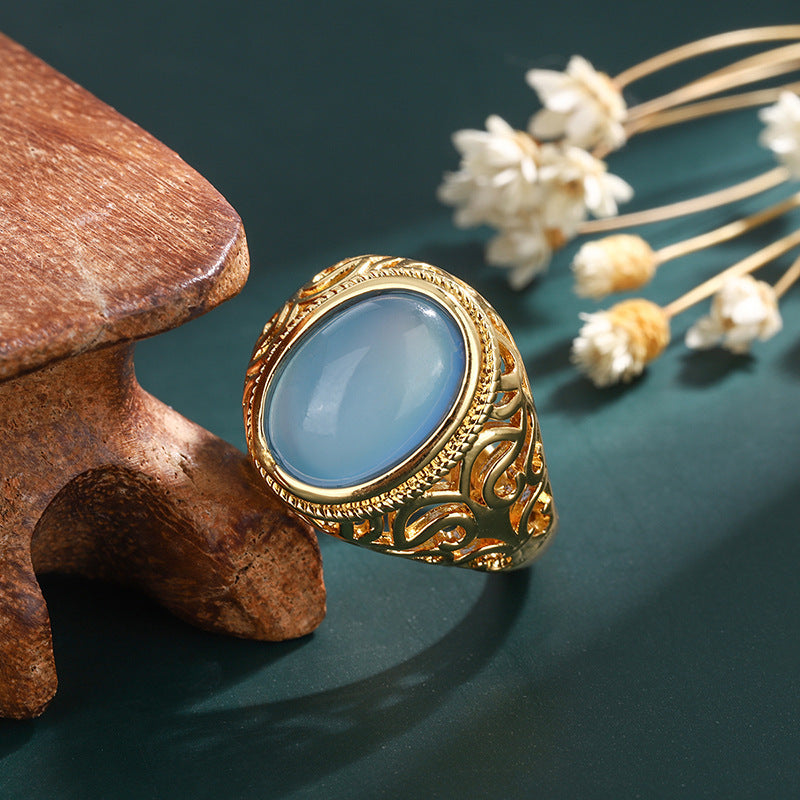 Women's Flower Open Gemstone Ring