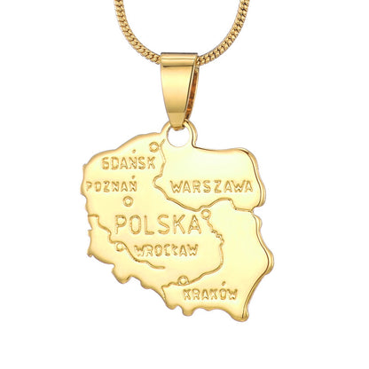 Country Map Pendant 18k Gold-plated Necklace
