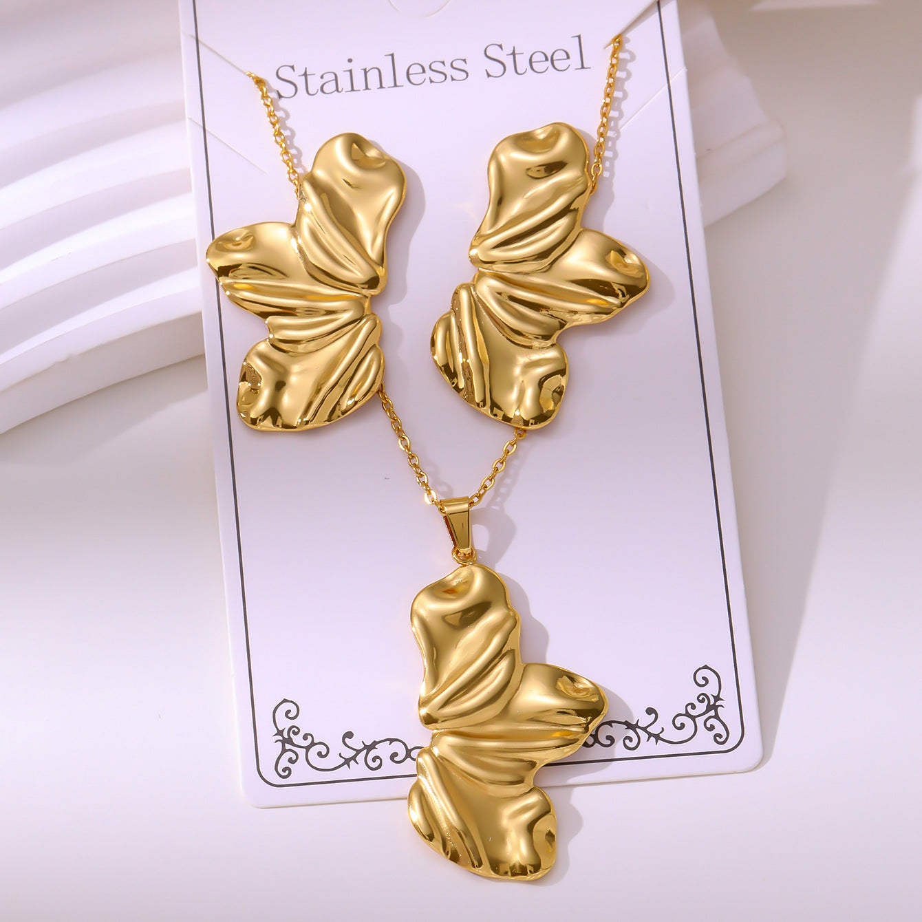 Minimalist Stud Earrings And Necklace Set