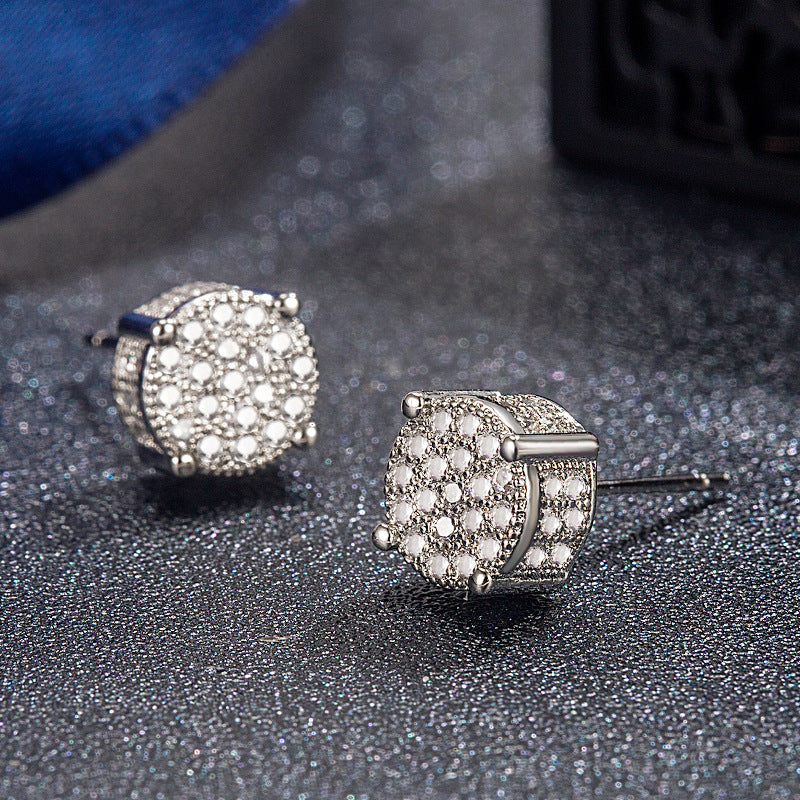 Hip Hop Sparkling Zircon Stud Earrings